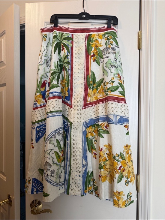 FARM Rio Dresses & Skirts - FARM Rio White Maxi Skirt with Yellow, Green & Blue Tropical Print